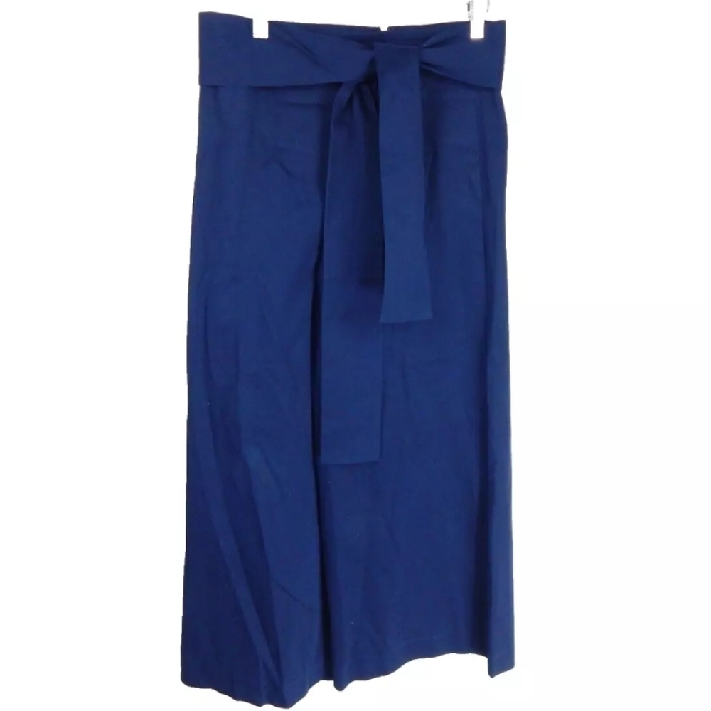 Tibi Navy Crop Culottes Wide Leg Crossover Waist